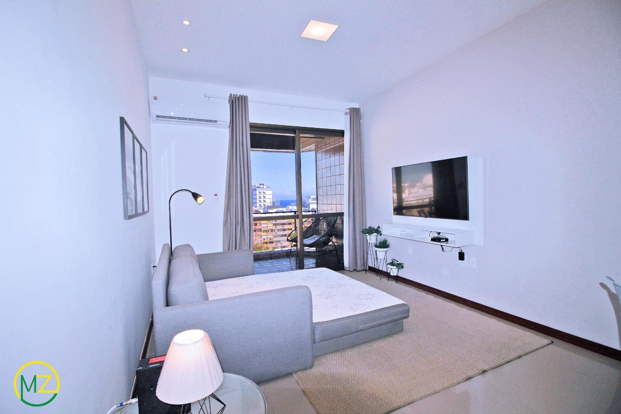 Incrível sala e quarto com varanda e vista para o mar de Ipanema Río de Janeiro Exterior foto